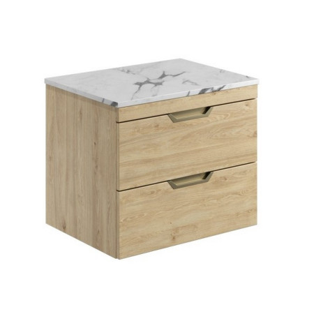 Scudo Aubrey 600mm Wall Mounted Vanity Unit with Worktop in Davos Oak