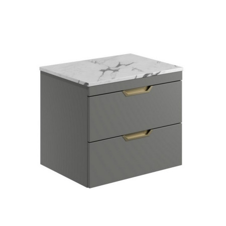 Scudo Aubrey 600mm Wall Mounted Vanity Unit with Worktop in Dust Grey