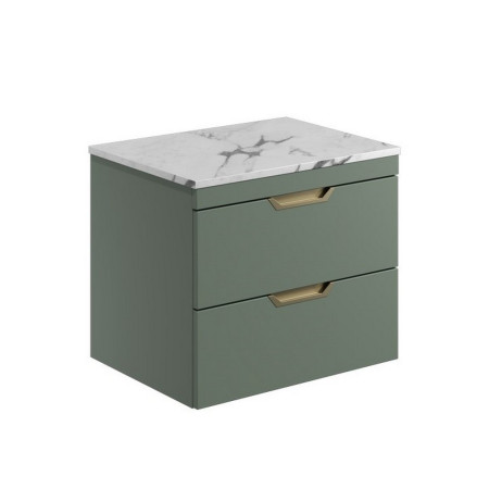 Scudo Aubrey 600mm Wall Mounted Vanity Unit with Worktop in Reed Green
