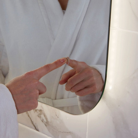 AURA-600X1200SHVR Scudo Aura LED 600 x 1200mm Mirror with Demister Pad and Shaver Socket Touch Sensor