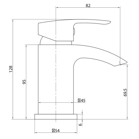BLACK258ORBL Scudo Belini Mini Mono Basin Mixer with Push Waste in Black Line Drawing
