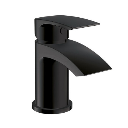 Scudo Belini Mini Mono Basin Mixer with Push Waste in Black
