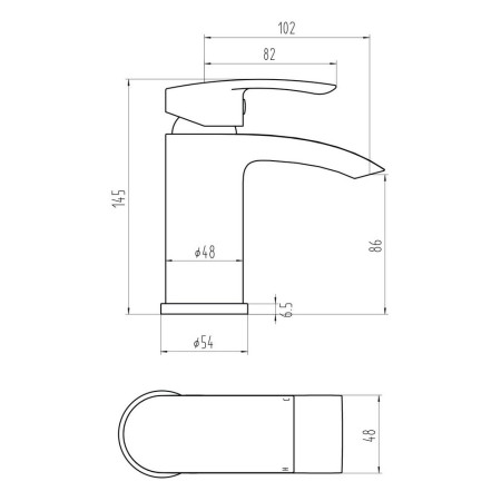 TAP201 Scudo Belini Mono Basin Mixer with Push Waste in Chrome Line Drawing