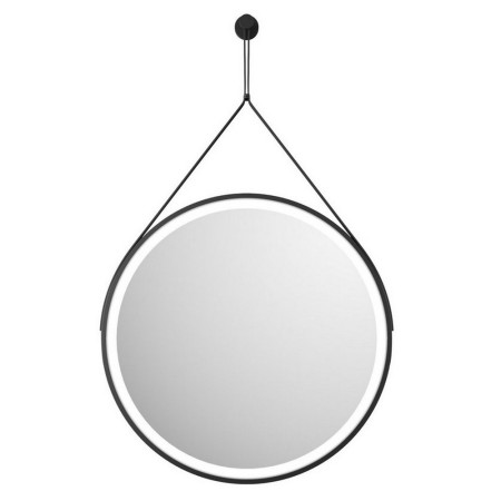 Scudo Belini Round LED 600mm Hanging Mirror in Matt Black