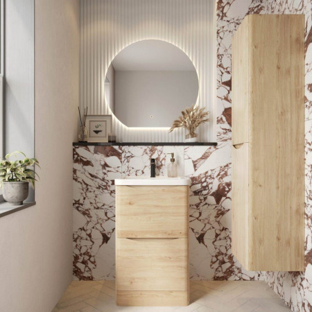 BELLA-1500TALLBOY-DAVOS Scudo Bella 400mm Tall Boy Cabinet in Davos Oak Lifestyle