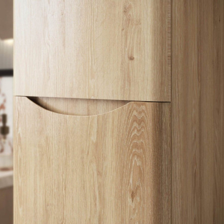 BELLA-1500TALLBOY-DAVOS Scudo Bella 400mm Tall Boy Cabinet in Davos Oak Handleless Doors Close Up