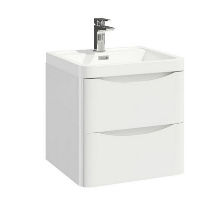 PAINT-BELLA-500WALLCAB-GWTE/BELLA-500BASIN Scudo Bella 500mm Wall Mounted Vanity Unit with Basin in High Gloss White (1)