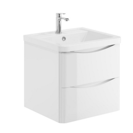 Scudo Bella 500mm Wall Mounted Vanity Unit with Basin in High Gloss White