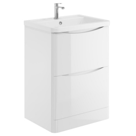 Scudo Bella 600mm Floorstanding Vanity Unit with Basin in High Gloss White
