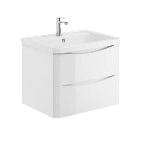 Scudo Bella 600mm Wall Mounted Vanity Unit with Basin in High Gloss White