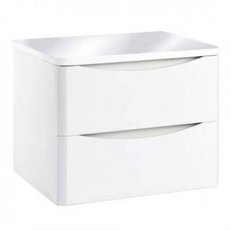 PAINT-BELLA-600WALLCAB-GWTE/BELLA-COUNTERTOP-600-GWTE Scudo Bella 600mm Wall Mounted Vanity Unit with Countertop in High Gloss White