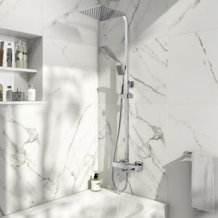 Scudo Block Square Rigid Riser Shower with Bath Filler