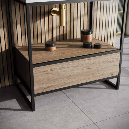 Scudo Boho Floorstanding 800mm Basin with Drawer and Frame Close Up