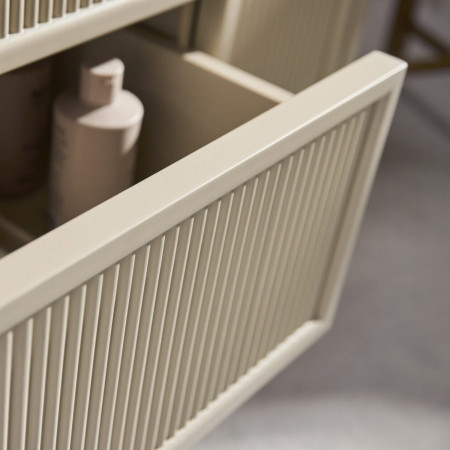 BOTA-1000FLUTED-STONE Scudo Bota Freestanding 1000mm Fluted Vanity Unit and Basin in Stone Drawer Close Up