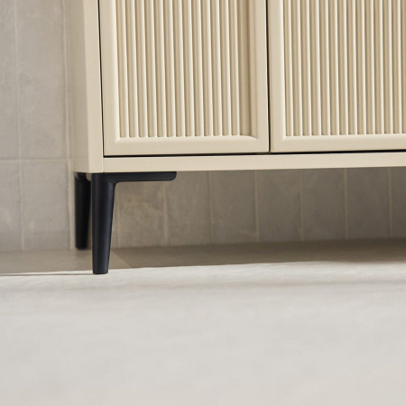 BOTA-1000FLUTED-STONE Scudo Bota Freestanding 1000mm Fluted Vanity Unit and Basin in Stone with Black Leg Set