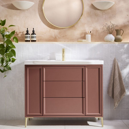 BOTA-1000-RED Scudo Bota Freestanding 1000mm Vanity Unit and Basin in Earth Red Lifestyle