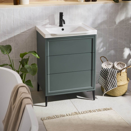 BOTA-500-GREEN Scudo Bota Freestanding 500mm Vanity Unit and Basin in Parisian Green