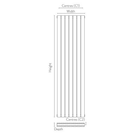 BRAV1800-41D-A Scudo Bravo 1800 x 408mm Vertical Double Designer Radiator in Anthracite Dimensions
