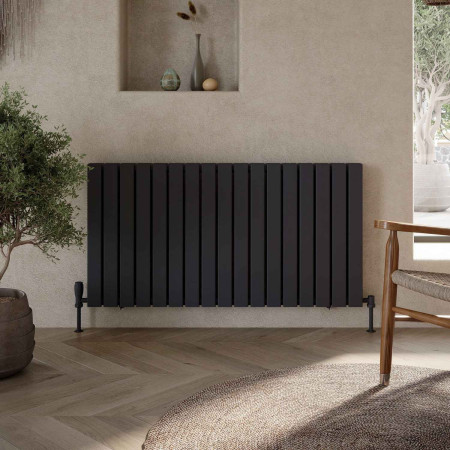 BRAV60-116D-A Scudo Bravo 600 x 1158mm Horizontal Double Designer Radiator in Anthracite Lifestyle