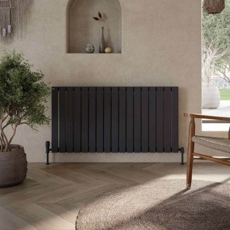 BRAV60-116S-A Scudo Bravo 600 x 1158mm Horizontal Single Designer Radiator in Anthracite Lifestyle