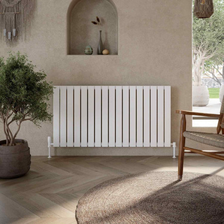BRAV60-116S-W Scudo Bravo 600 x 1158mm Horizontal Single Designer Radiator in White Lifestyle