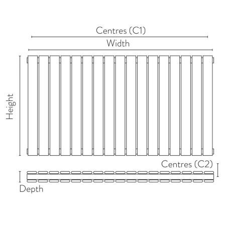 BRAV60-75D-A Scudo Bravo 600 x 750mm Horizontal Double Designer Radiator in Anthracite Dimensions