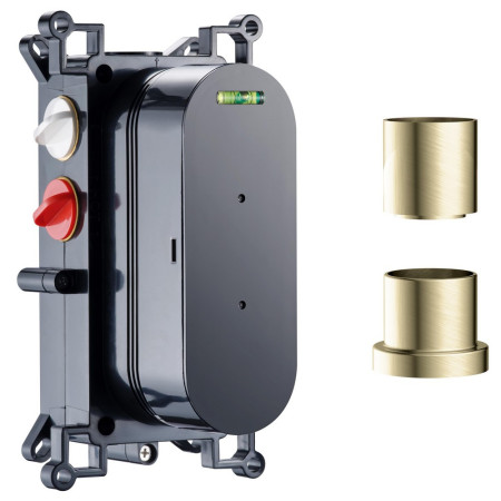 Scudo Concealed One Outlet Shower Valve with Brushed Brass Plate with Concealed Body