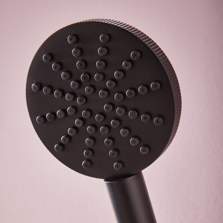 NU-075 Scudo Concealed Shower Riser Rail in Matt Black Rounded Handset