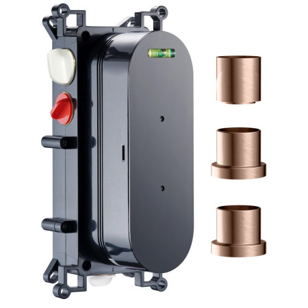 Scudo Concealed Three Outlet Shower Valve with Brushed Bronze Plate with Valve Body