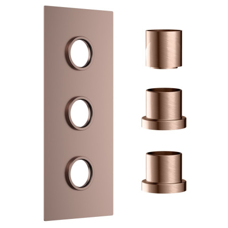 Scudo Concealed Three Outlet Shower Valve with Brushed Bronze Plate