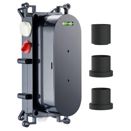 Scudo Concealed Three Outlet Shower Valve with Matt Black Plate with Valve Body