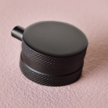 Scudo Concealed Three Outlet Shower Valve with Matt Black Plate Knurled Handles
