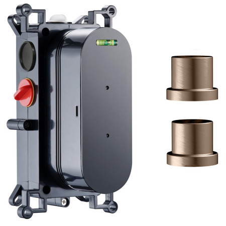 Scudo Concealed Two Outlet Shower Valve with Brushed Bronze Plate Concealed Body