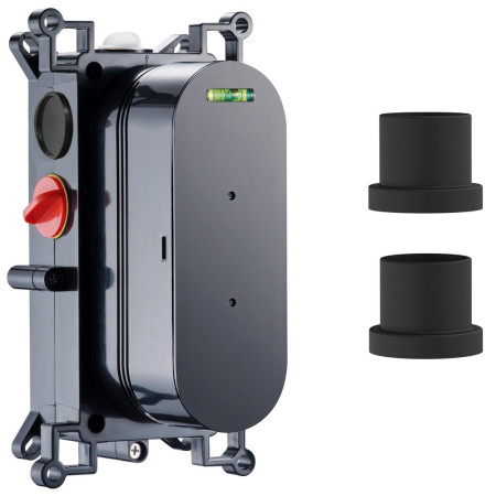 Scudo Concealed Two Outlet Shower Valve with Matt Black Plate and Concealed Body