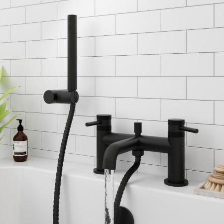 NU-011 Scudo Core Bath Shower Mixer in Black Lifestyle