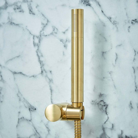 Scudo Core Bath Shower Mixer in Brushed Brass Shower Handset