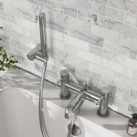 NU-010 Scudo Core Bath Shower Mixer in Chrome Lifestyle