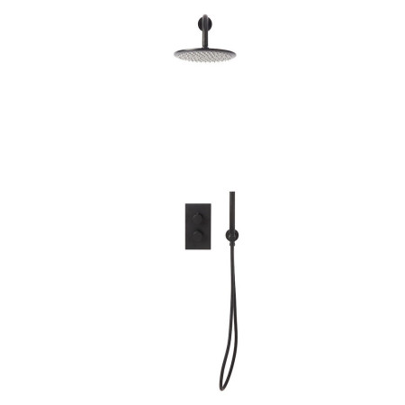 NU-029 Scudo Core Black Concealed Valve with Handset and Fixed Showerhead (1)