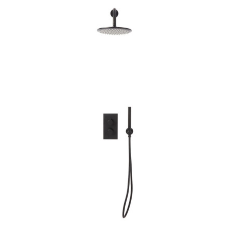Scudo Core Black Concealed Valve with Handset and Fixed Showerhead