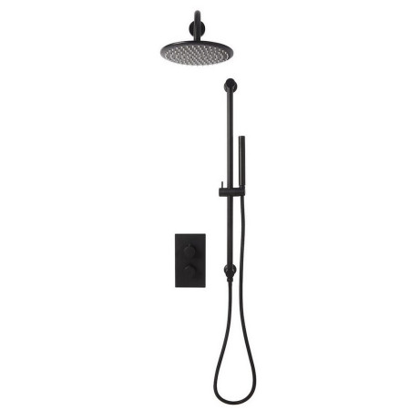 Scudo Core Black Concealed Valve with Riser Kit and Fixed Showerhead