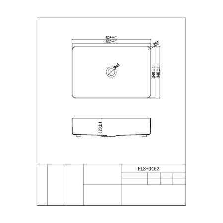 CORE-BASIN-340-BRONZE Scudo Core Brushed Bronze Metal Countertop Basin Line Drawing