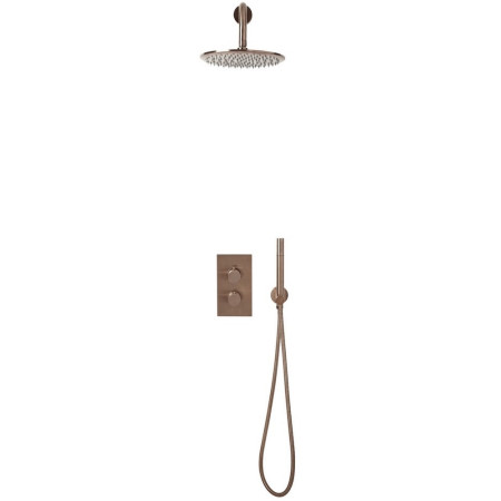 NU-043 Scudo Core Brushed Bronze Concealed Valve with Handset and Fixed Showerhead (1)