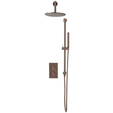 Scudo Core Brushed Bronze Concealed Valve with Riser Kit and Fixed Showerhead