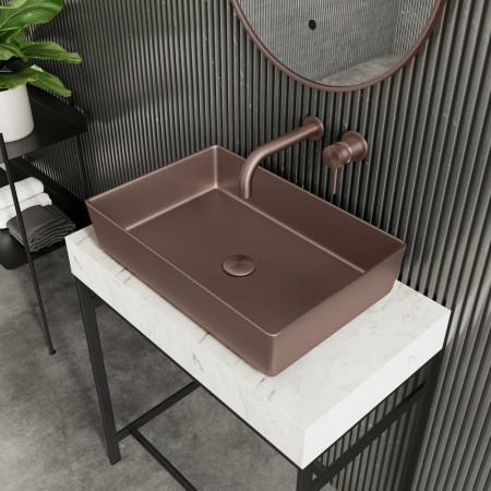 CORE-BASIN-340-BRONZE Scudo Core Brushed Bronze Metal Countertop Basin Lifestyle