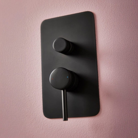 NU-135 Scudo Core Concealed Manual Dual Outlet Shower Valve in Matt Black Lifestyle