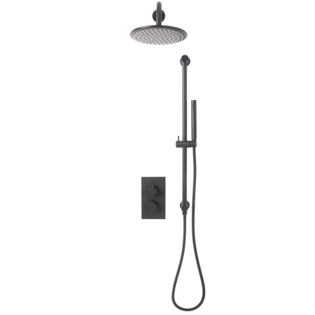 Scudo Core Gunmetal Concealed Valve with Riser Kit and Fixed Showerhead