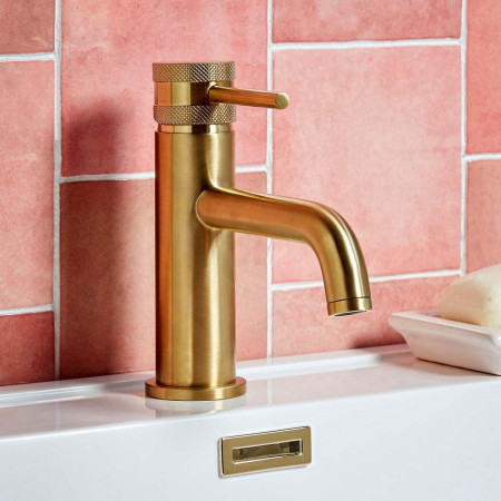 Scudo Core Mono Basin Mixer in Brushed Brass Lifestyle