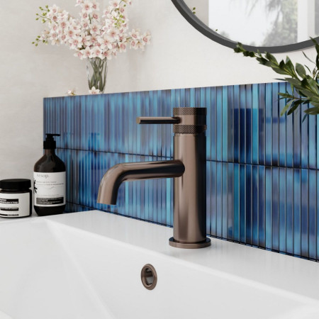 NU-038 Scudo Core Mono Basin Mixer in Brushed Bronze Lifestyle