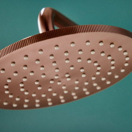 NU-063 Scudo Core Round Shower Arm and Head in Brushed Bronze Close Up of Nozzles