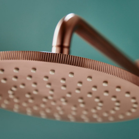 NU-063 Scudo Core Round Shower Arm and Head in Brushed Bronze Lifestyle
